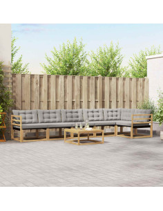 Set di divani da esterno 7 pcs Bianco e Grigio Chiaro