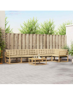 Set di divani da esterno 7 pcs Bianco e Beige 79 x 79 x 37 cm