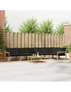 Set di divani da esterno 7 pcs Bianco e Nero 79 x 79 x 37 cm
