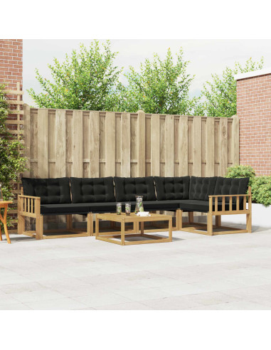 Set di divani da esterno 6 pcs Bianco e Nero 79 x 79 x 37 cm