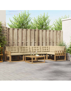 Set di divani da esterno 6 pcs Bianco e Beige 79 x 79 x 37 cm