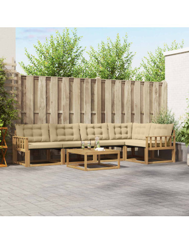 Set di divani da esterno 6 pcs Bianco e Beige 79 x 79 x 37 cm