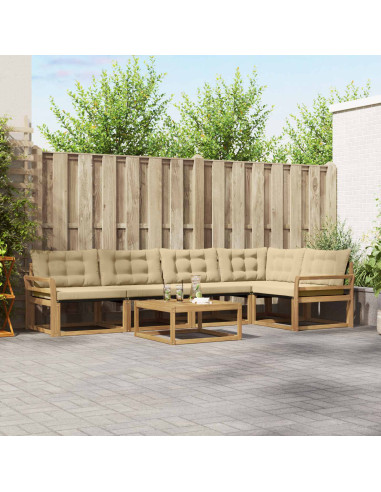 Set di divani da esterno 6 pcs Bianco e Beige 79 x 79 x 37 cm