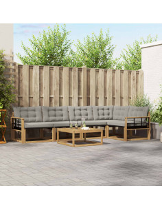 Set di divani da esterno 6 pcs Bianco e Grigio Chiaro