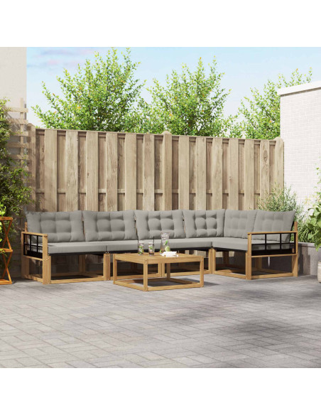 Set di divani da esterno 6 pcs Bianco e Grigio Chiaro
