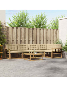 Set di divani da esterno 6 pcs Bianco e Beige 79 x 79 x 37 cm