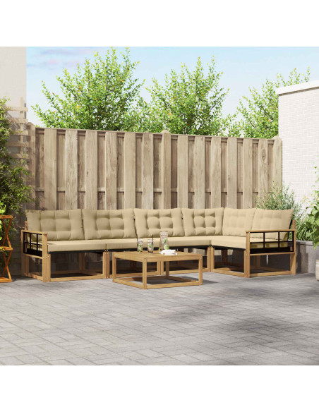 Set di divani da esterno 6 pcs Bianco e Beige 79 x 79 x 37 cm