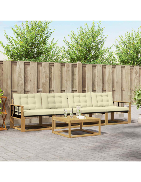 Set di divani da esterno 5 pcs Bianco e Crema 79 x 79 x 37 cm