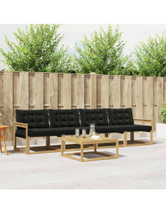 Set di divani da esterno 5 pcs Bianco e Nero 79 x 79 x 37 cm