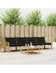Set di divani da esterno 5 pcs Bianco e Nero 79 x 79 x 37 cm