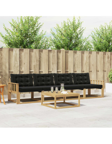 Set di divani da esterno 5 pcs Bianco e Nero 79 x 79 x 37 cm