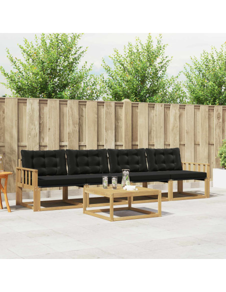 Set di divani da esterno 5 pcs Bianco e Nero 79 x 79 x 37 cm
