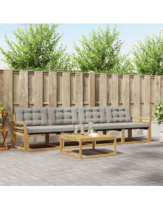 Set di divani da esterno 5 pcs Bianco e Grigio Chiaro