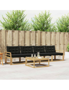 Set di divani da esterno 5 pcs Bianco e Nero 79 x 79 x 37 cm