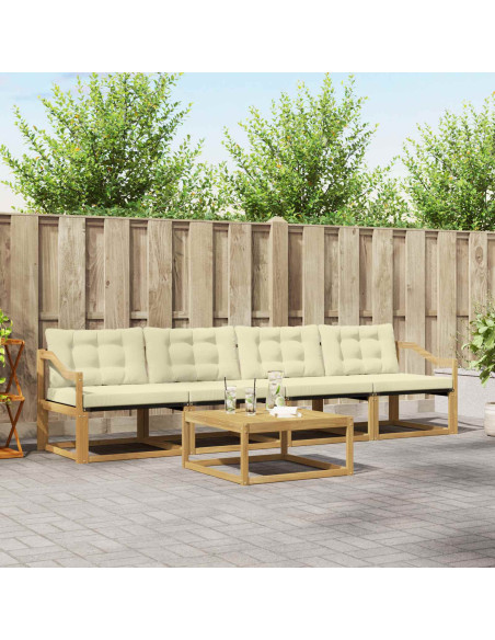 Set di divani da esterno 5 pcs Bianco e Crema 79 x 79 x 37 cm