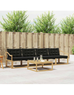 Set di divani da esterno 5 pcs Bianco e Nero 79 x 79 x 37 cm