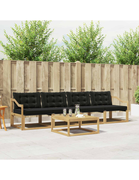 Set di divani da esterno 5 pcs Bianco e Nero 79 x 79 x 37 cm