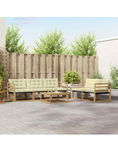 Set di divani da esterno 6 pcs Bianco e Crema 79 x 79 x 37 cm