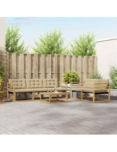 Set di divani da esterno 6 pcs Bianco e Beige 79 x 79 x 37 cm