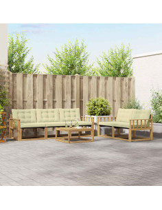 Set di divani da esterno 6 pcs Bianco e Crema 79 x 79 x 37 cm