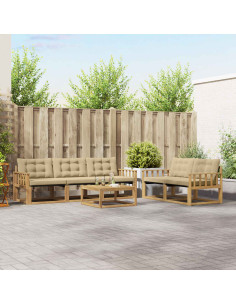 Set di divani da esterno 6 pcs Bianco e Beige 79 x 79 x 37 cm