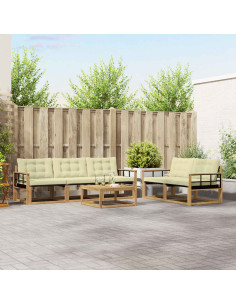 Set di divani da esterno 6 pcs Bianco e Crema 79 x 79 x 37 cm