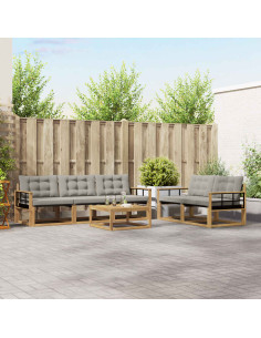 Set di divani da esterno 6 pcs Bianco e Grigio Chiaro