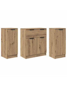 Credenza 3 pcs Rovere artigianale Legno multistrato 2