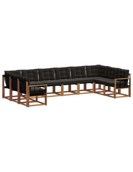Set di divani con cuscino 10 pcs Naturale e Nero