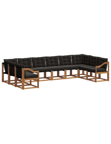 Set di divani con cuscino 10 pcs Naturale e Nero