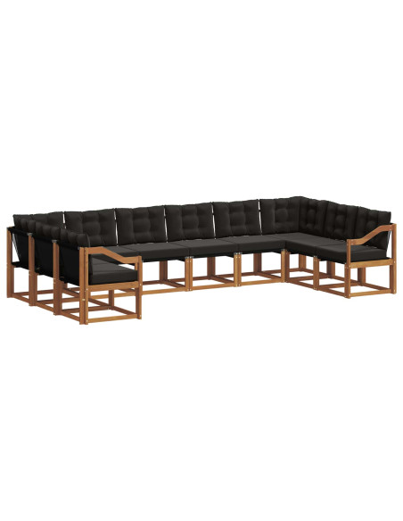 Set di divani con cuscino 10 pcs Naturale e Nero