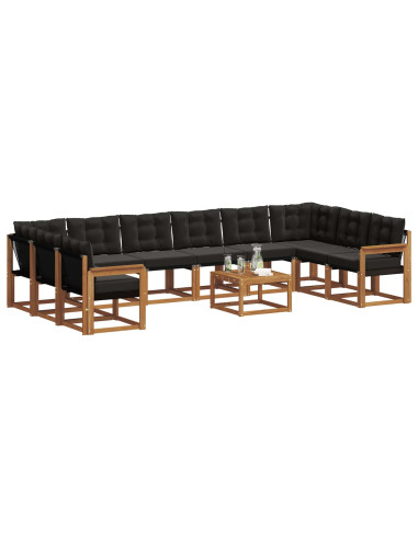 Set di divani con cuscino 11 pcs Naturale e Nero
