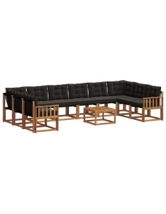 Set di divani con cuscino 11 pcs Naturale e Nero 2
