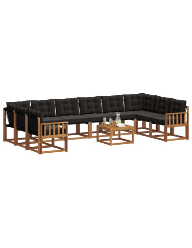 Set di divani con cuscino 11 pcs Naturale e Nero