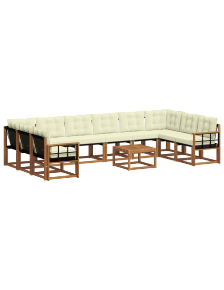 Set di divani con cuscino 11 pcs Naturale e Crema