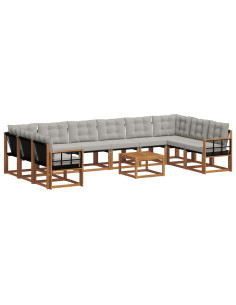 Set di divani con cuscino 11 pcs Grigio Naturale e Chiaro 2