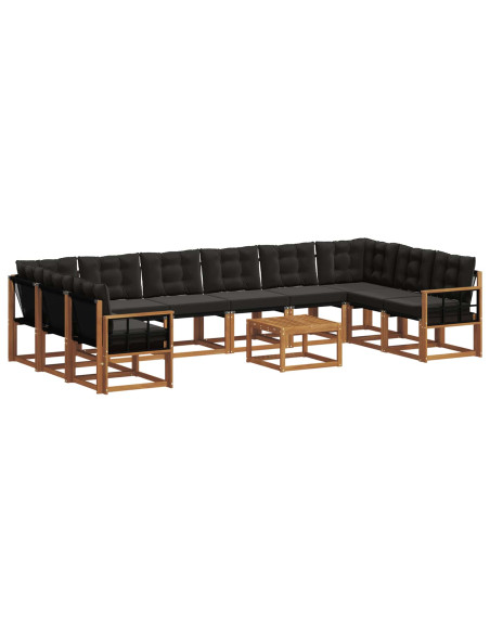 Set di divani con cuscino 11 pcs Naturale e Nero