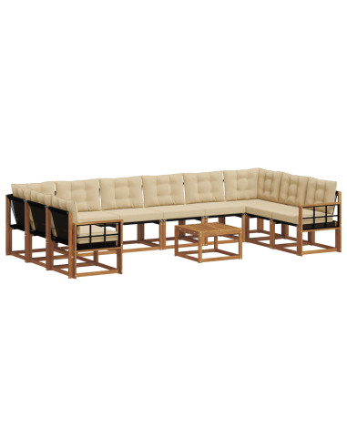 Set di divani con cuscino 11 pcs Naturale e Beige