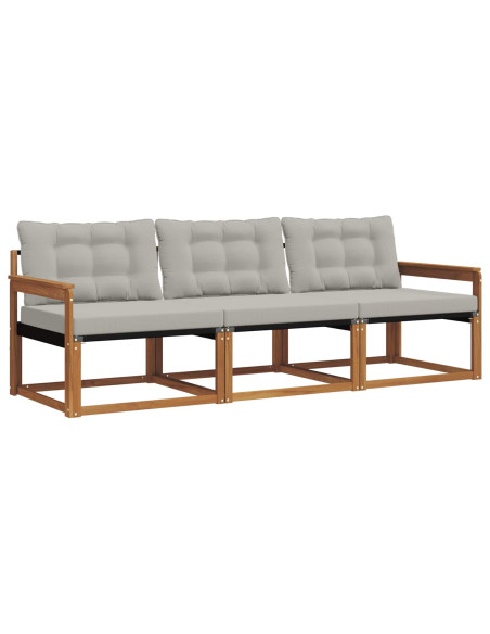Set di divani con cuscino 3 pcs Grigio Naturale e Chiaro