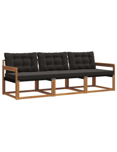 Set di divani con cuscino 3 pcs Naturale e Nero 2