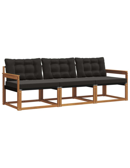 Set di divani con cuscino 3 pcs Naturale e Nero