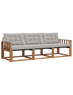 Set di divani con cuscino 3 pcs Grigio Naturale e Chiaro 2