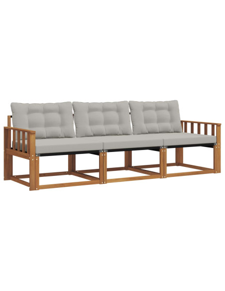 Set di divani con cuscino 3 pcs Grigio Naturale e Chiaro