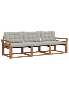 Set di divani con cuscino 3 pcs Grigio Naturale e Chiaro 2