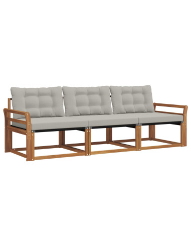 Set di divani con cuscino 3 pcs Grigio Naturale e Chiaro