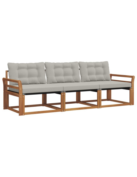 Set di divani con cuscino 3 pcs Grigio Naturale e Chiaro