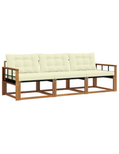 Set di divani con cuscino 3 pcs Naturale e Crema 2