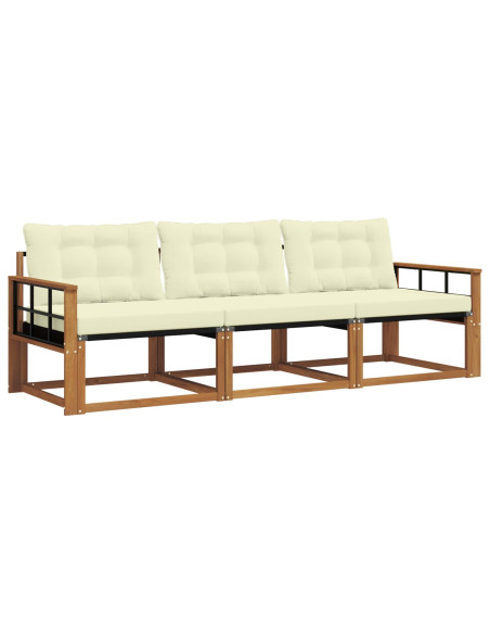 Set di divani con cuscino 3 pcs Naturale e Crema