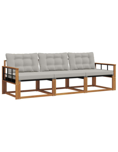 Set di divani con cuscino 3 pcs Grigio Naturale e Chiaro