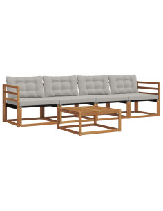 Set di divani con cuscino 5 pcs Grigio Naturale e Chiaro 2